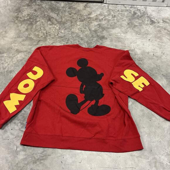 Womens Disney Spirit Jersey Red Mickey Mouse Logo Spell Out Sleeves Shirt XXL - Picture 4 of 6